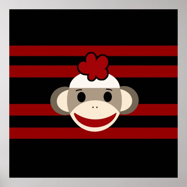 Poster Macaco-macaco-meia-vermelho e preto (Frente)