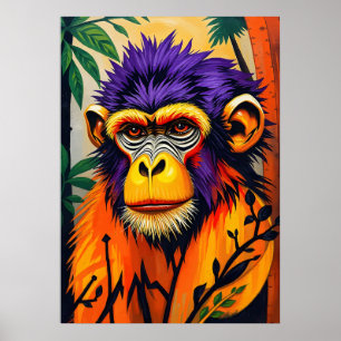 Poster Macaco Psicodélico - Energia Selvagem Neonelial