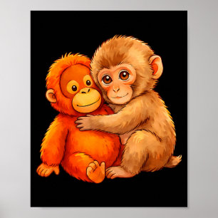 Poster Macaco punching bebê fofo animal engraçado
