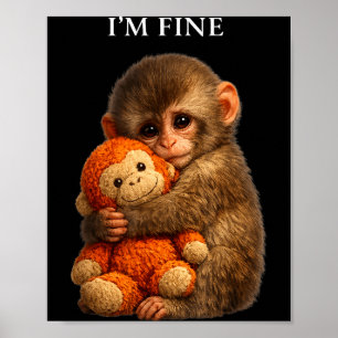 Poster Macaco punching bebê fofo animal engraçado