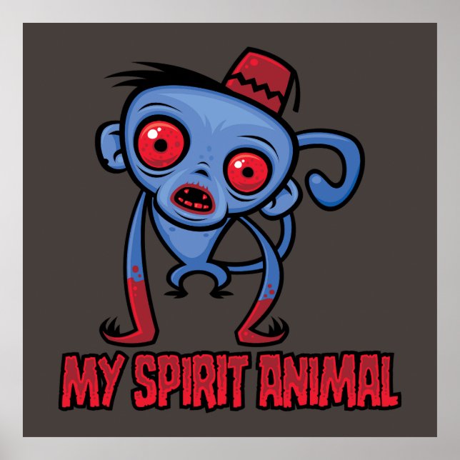 Poster Macaco Zumbi é Meu Animal Espiritual (Frente)