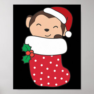 Poster Macacos Bonitos Em Meias De Natal Para O Natal