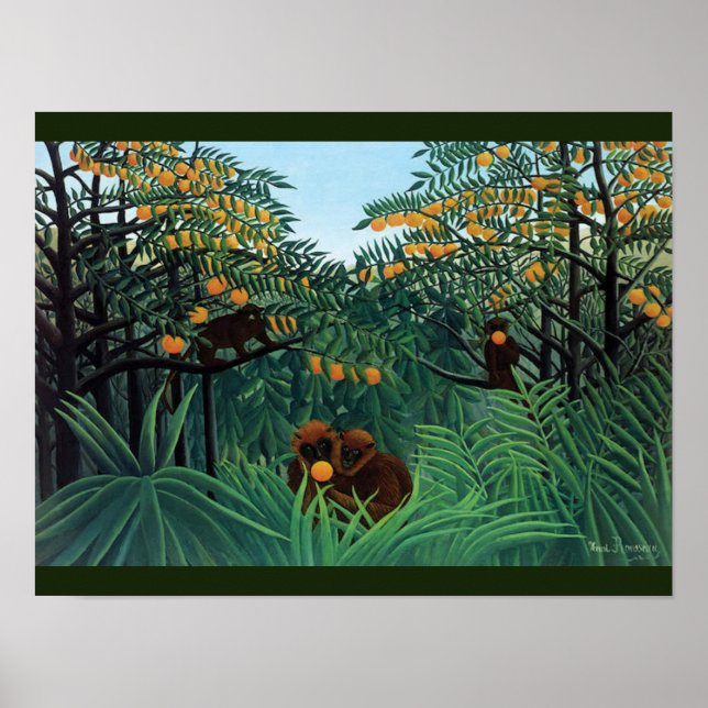 Poster Macacos-da-selva: Arte popular por Rousseau (Frente)