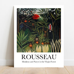 Poster Macacos e papagaio Virgem Floresta Henri Rousseau