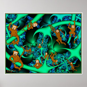Pôster Macacos em meu Fractal