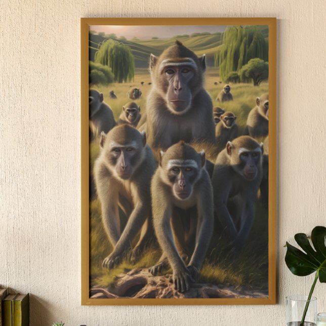 Poster Macacos encurralados na pedra antiga (Criador carregado)