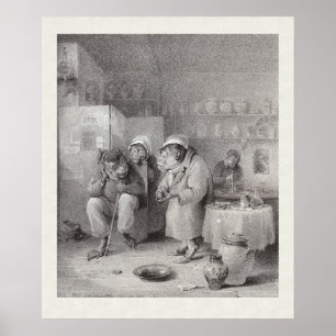 Pôster Macacos no dentista - decoração dental do