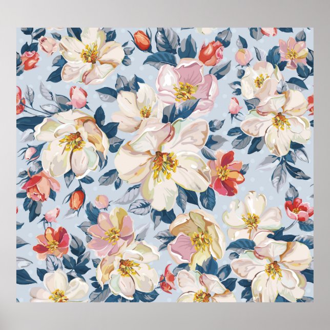 Poster Maçaneira florescente, padrão de elegância. (Frente)