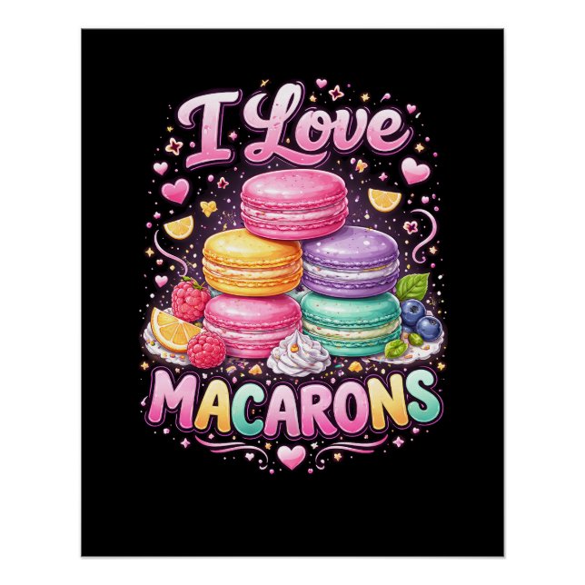 Pôster Macarons de Amor Doce (Frente)