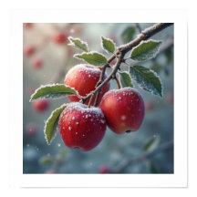 Maçãs deliciosas vermelhas com neve