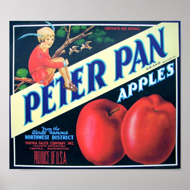Poster Maçãs do Noroeste Marca Peter Pan Yakima Washingto (Frente)