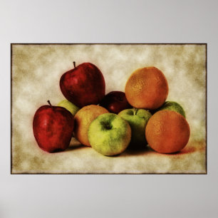 Pôster Maçãs e laranjas do vintage