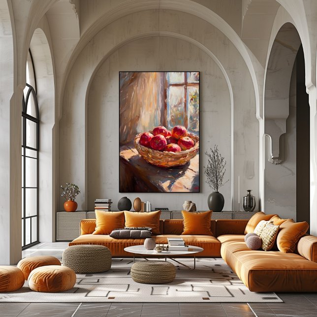 Poster Maçãs na Cesta junto à Janela Ensolarada – Impress (Criador carregado)