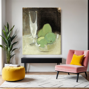 Poster Maçãs verdes e vidro de champanhe, H. Schjerfbeck