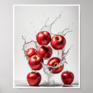 Poster Maçãs Vermelhas com Parede Branca de Fundo