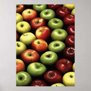 Poster Maçãs Vermelhas e Verdes Artísticas Exibidas