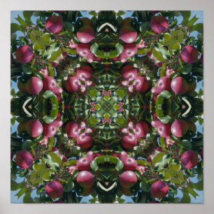 Poster Maçãs Vermelhas Na Árvore Arte Abstrata Da Naturez