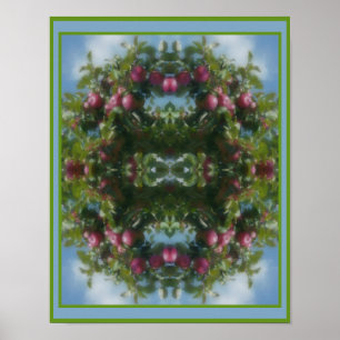 Poster Maçãs Vermelhas No Abstrato De Pintura Em Árvore