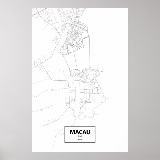 Pôster Macau, China (preto no branco) (Frente)