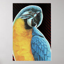 Poster Macaw azul-polado baixo e amarelo