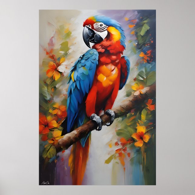 Pôster | Macaw | Estilo de pintura a óleo (Frente)