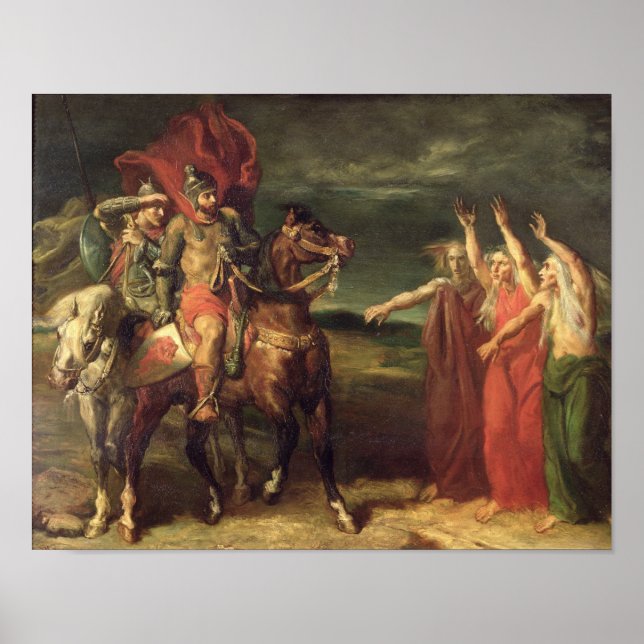 Poster Macbeth e as Três Bruxas, 1855 (Frente)