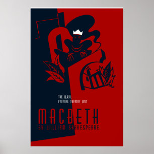 Pôster Macbeth retro William Shakespeare
