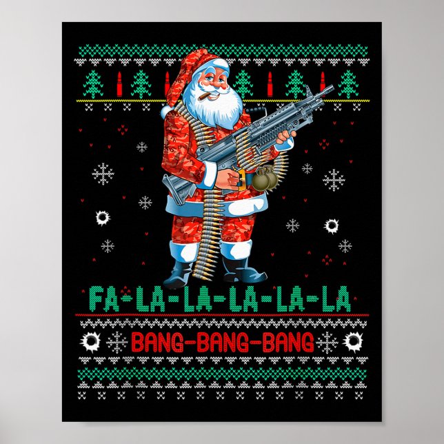 Poster Machine Santa Claus Gun Lover Ugly Christmas Sweat (Frente)