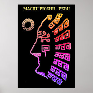 Pôster Machu Picchu Cusco Peru Desenho