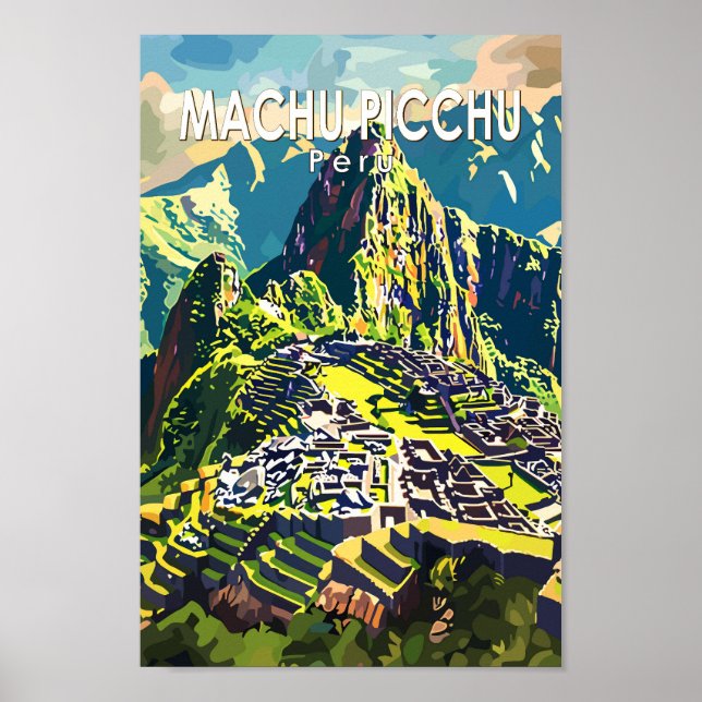 Poster Machu Picchu Peru, América do Sul, Viagem Art Vint (Frente)