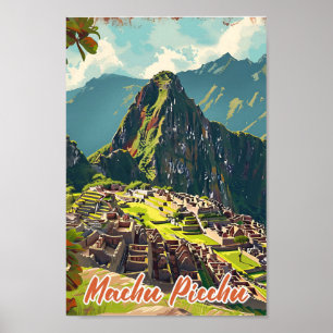 Poster Machu Picchu Peru - Ilustração de Viagem artístico