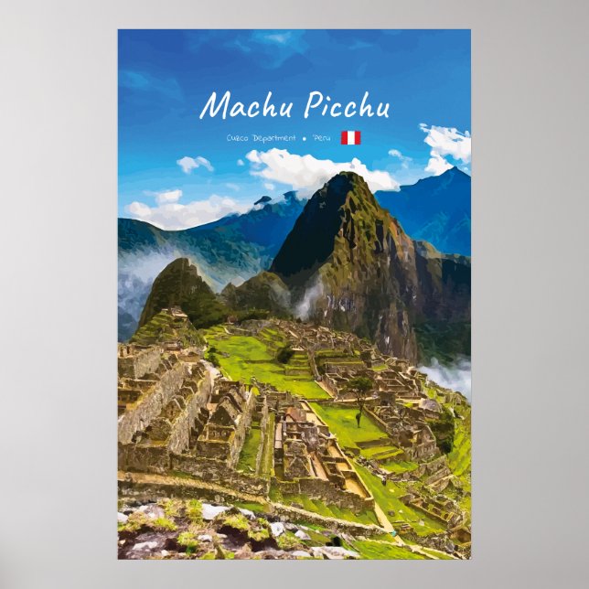 Poster Machu Picchu, Peru - Ruínas da Cidadela Inca (Frente)