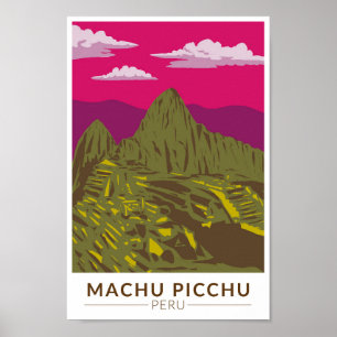 Poster Machu Picchu Peru - Viagem Art Retro