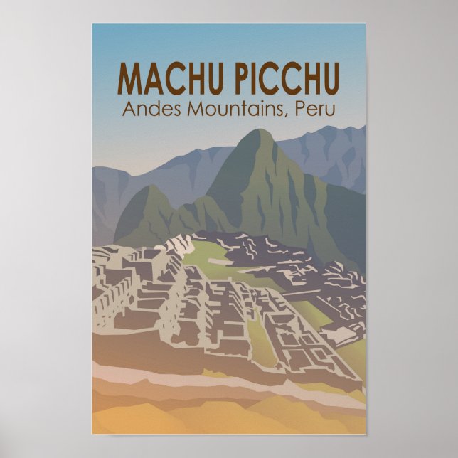 Poster Machu Picchu Peru Viagem Art Vintage (Frente)