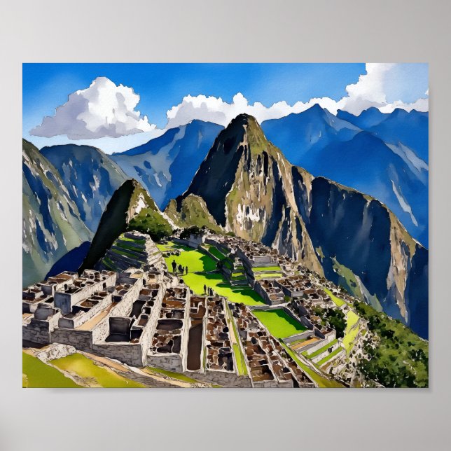 Poster Machu Picchu Peru Watercolor (Frente)
