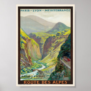 Poster Macizo de Oisans França Cartaz Antigo 1900