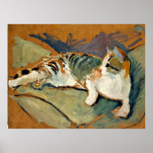 Poster Macke - Gato no Travesseiro Verde