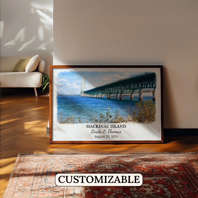 Poster Mackinac Island Michigan Poster, Watercolor, Custo (Criador carregado)