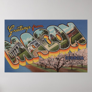 Poster Macon, letra ScenesMacon de GeorgiaLarge, GA