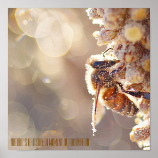 Poster Macro Bee in Bloom: Encerramento da Polinização da