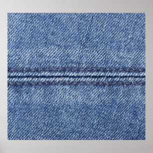 Poster Macro Blue Denim, Textura De Fechamento.