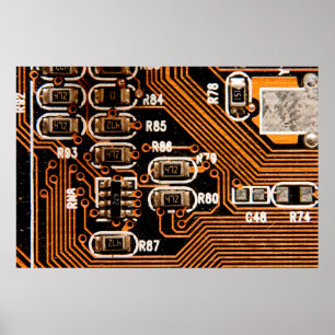 Poster macro tomada de circuito,cabos,capacitores,placa,