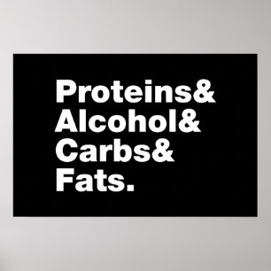 Poster Macronutrientes. Proteínas & Álcool & Carboidratos