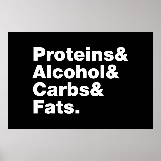 Poster Macronutrientes. Proteínas & Álcool & Carboidratos (Frente)