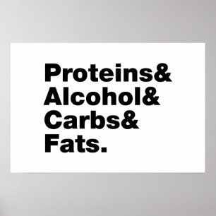 Poster Macronutrientes. Proteínas & Álcool & Carboidratos