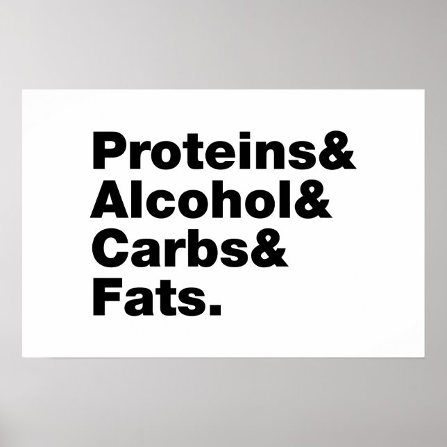 Poster Macronutrientes. Proteínas & Álcool & Carboidratos (Frente)