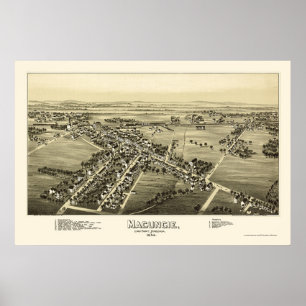 Pôster Macungie, mapa panorâmico do PA - 1893