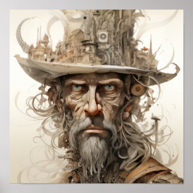 Poster Mad Hatter's Whimsy: Retrato do chapéu excêntrico (Frente)