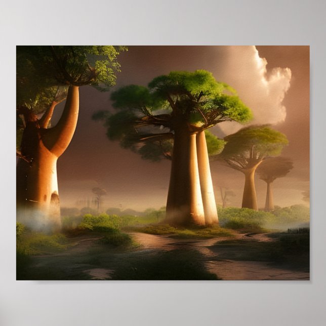 Poster Madagascar: Baobab Forest Fantasy Art (Frente)