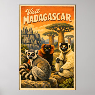Poster Madagascar - Cartaz de Viagem Antigo
